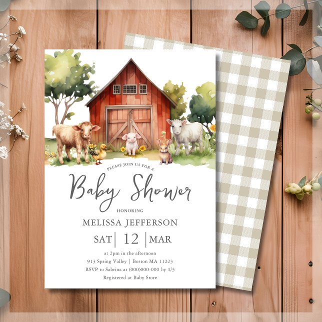 Kute Boskap Barnyard Baby Shower-inbjudan Inbjudningar (Skapare uppladdad)