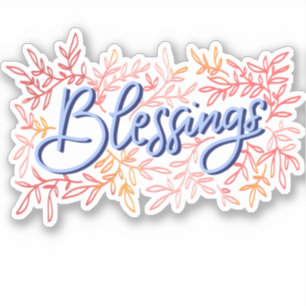 Kute botaniska hand sallat Blessings ord Klistermärken