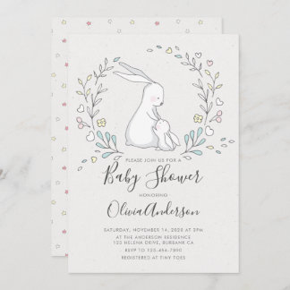 Kute Bunny Baby Shower-inbjudan Inbjudningar