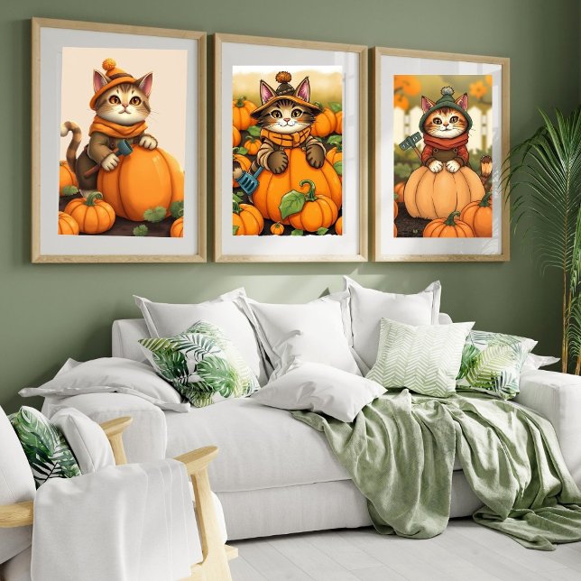 Kute Cat Autumn Pumpkin Pussel (Skapare uppladdad)