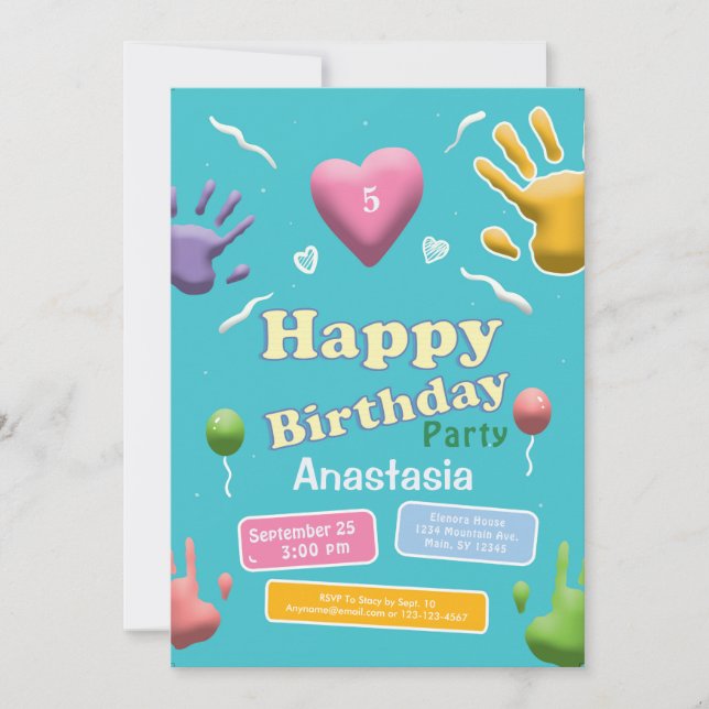Kute Children Kid Birthday Roligt Party-inbjudan Inbjudningar (Framsida)