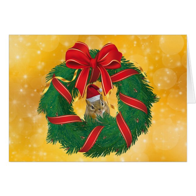 Kute Chipmunk-julfransfrand Hälsningskort (Framsidan Horizontal)