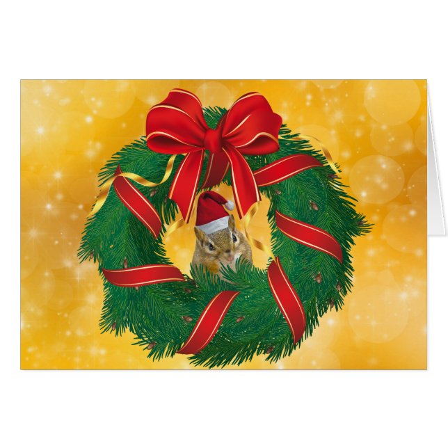 Kute Chipmunk-julfransfrand Hälsningskort (Framsidan Horizontal)