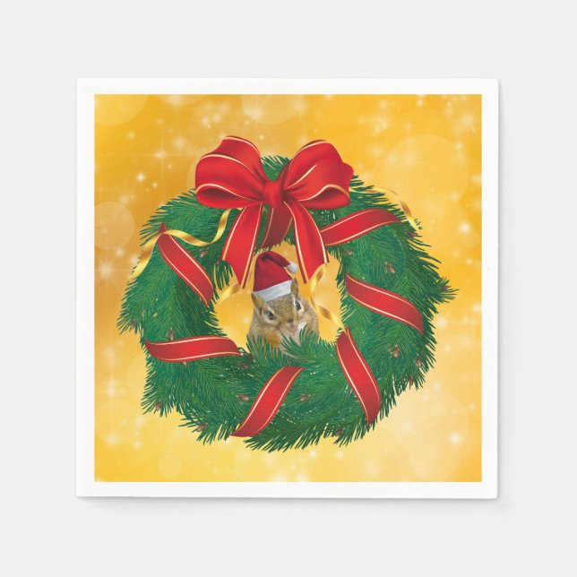 Kute Chipmunk-julfransfrand Pappersservett (Framsidan)