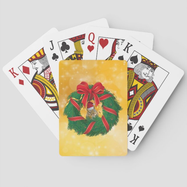 Kute Chipmunk-julfransfrand Spelkort (Baksidan)