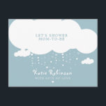 Kute Cloud Rain Hearts Baby Shower-inbjudan Vykort<br><div class="desc">Visa mamma med den här söta inbjudan med flytande moln som regnar med klassiskt,  skript och modern typografi.</div>