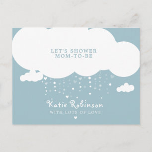 Kute Cloud Rain Hearts Baby Shower-inbjudan Vykort