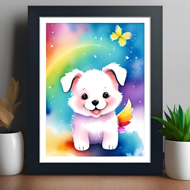 Kute Colorful Watercolor puppy hund Kids Poster (Skapare uppladdad)
