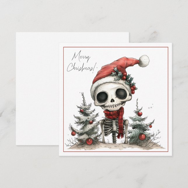 Kute Creepy-julskeleton i Santa Hat (Fram/baksida)
