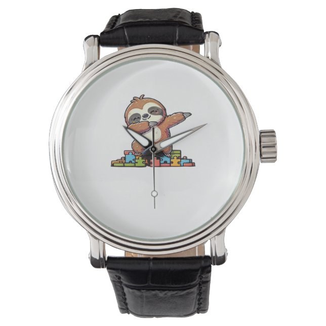 Kute Dabbing Sloth Autism Awareness Autistic Kids Armbandsur (Framsida)