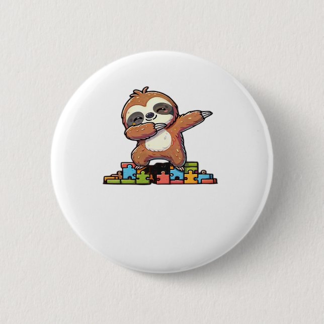 Kute Dabbing Sloth Autism Awareness Autistic Kids Knapp (Framsida)
