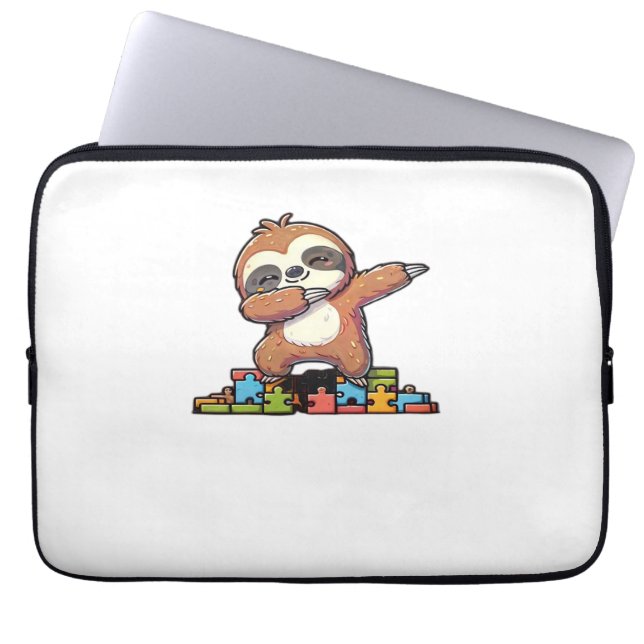 Kute Dabbing Sloth Autism Awareness Autistic Kids Laptop Fodral (Framsidan)