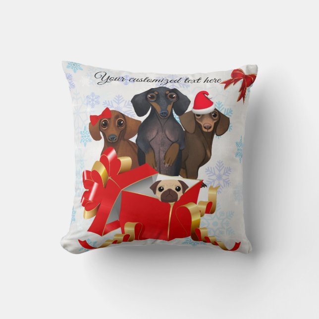 Kute Dachshunds-juldekorpor Kudde (Framsida)