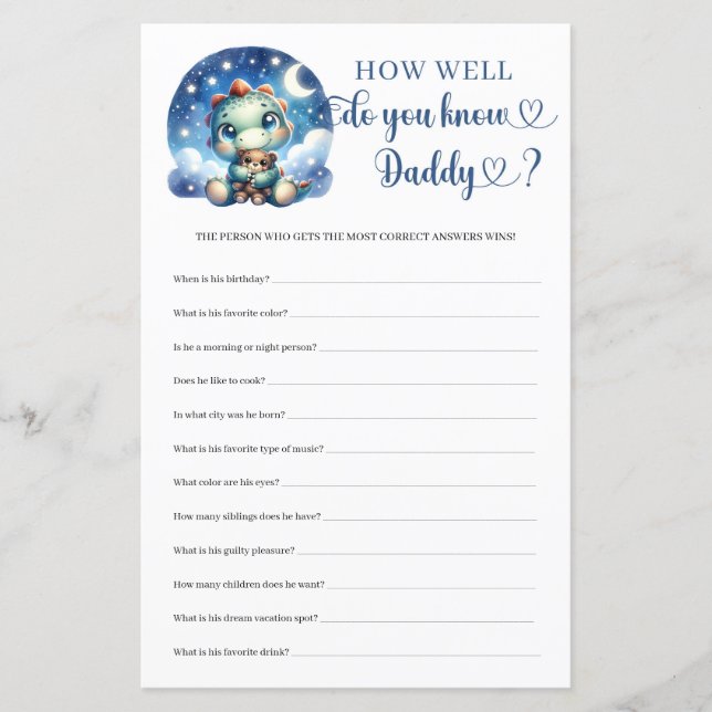 Kute dinosauer Hur bra vet du att pappa spelar? (Framsida)