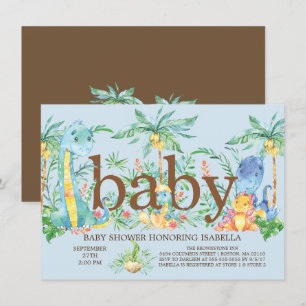 Kute Dinosaur Boys Baby-duschinbjudan Inbjudningar