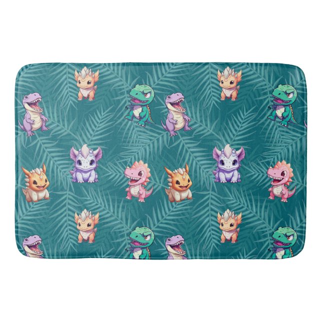 Kute dinosaur-djungelskolan barns födelsedag party badrumsmatta (Framsidan)