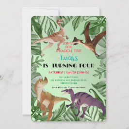 Kute dinosaur-djungelskolan barns födelsedag party inbjudningar