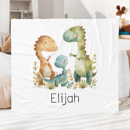 Kute Dinosaur Family Personlig Kids Fleecefilt
