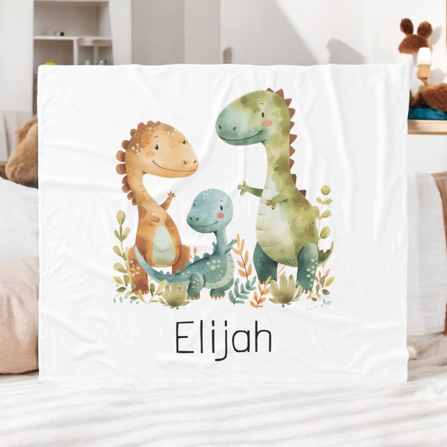 Kute Dinosaur Family Personlig Kids Fleecefilt (Skapare uppladdad)