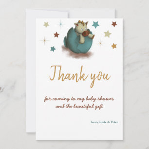 Kute Dinosaur Hatching Neutralt Baby Shower Tack Kort