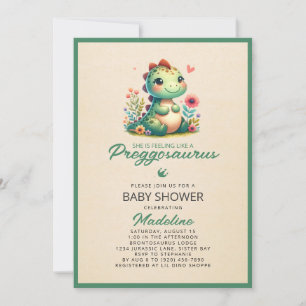 Kute Dinosaur Preggosaurus Baby Shower-inbjudan Inbjudningar