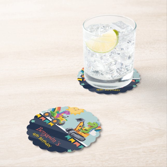 Kute dinosaurer traktor lastbil Rainbow balloon HB Underlägg Papper (Insitu)