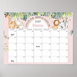 Kute Djuren rosa djungelns babyduschspel Poster