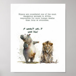 Kute djurkonst - "Hippo gjorde det inte" Poster