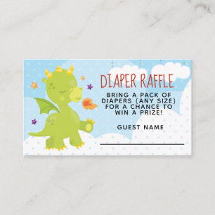 Kute Dragon Baby Shower Diaper Raffle Tilläggskort