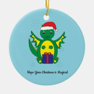 Kute Dragon Santa Snowflake-julen Personalisera Julgransprydnad Keramik