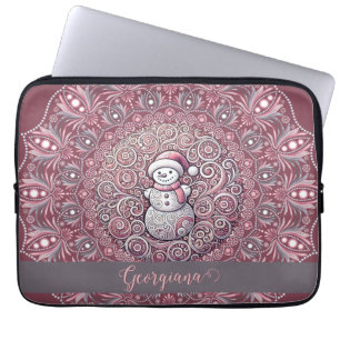 Kute, eget namn Viktigt Rosa Snögubbe Mandala Laptop Fodral