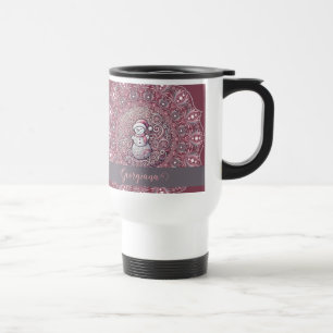 Kute, eget namn Viktigt Rosa Snögubbe Mandala Resemugg