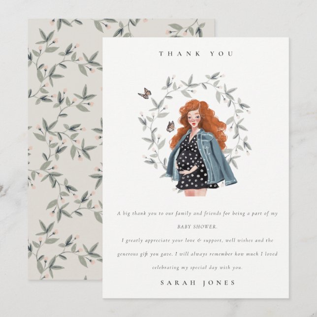 Kute Elegant förväntar sig att kvinnor ska äta bab Tack Kort (Fram/baksida)