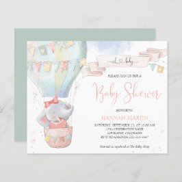 Kute Elephant Girl Budget Baby Shower-inbjudan