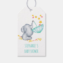 Kute Elephant Stars and Hearts Baby Shower Favor Presentetikett