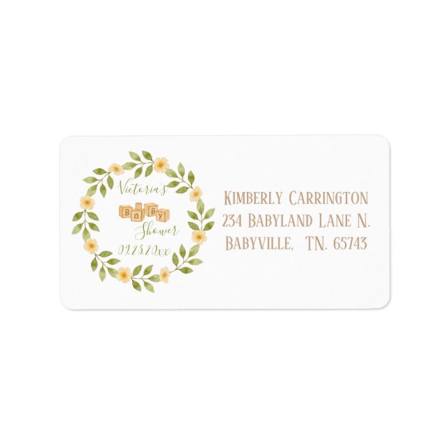 Kute, enkel vattenfärgsutandning för spädbarn adressetikett (Framsidan)