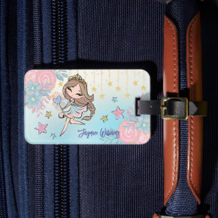 Kute Fairy Brown Hair Girl Custom Name Kids Bagagebricka