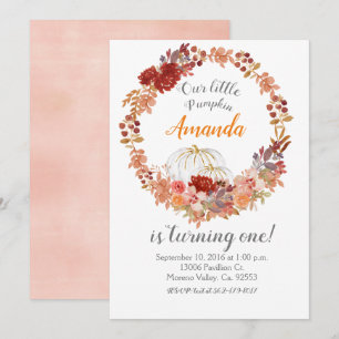 Kute Fall Pumpkin 1:a födelsedagsinbjudan Inbjudningar
