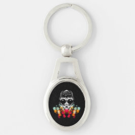 Kute Fall Spider med avdroppshatt Ovalt Silverfärgad Nyckelring