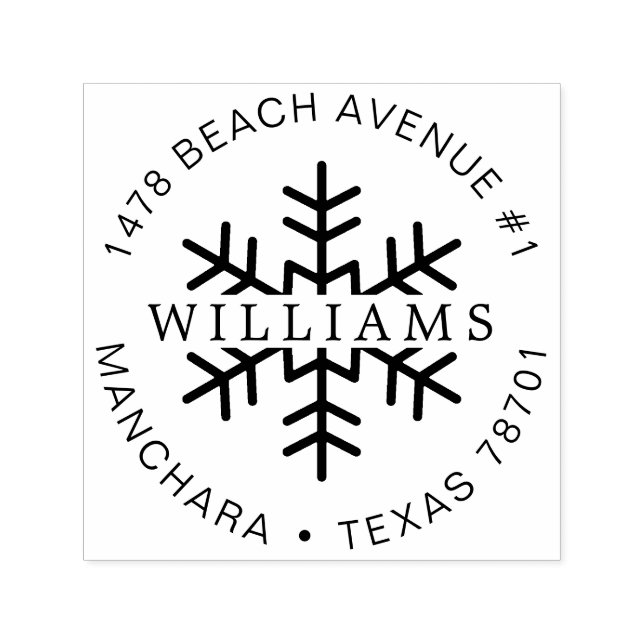 Kute Familjejulen Adress Snowflake Självfärgande Stämpel (Design)