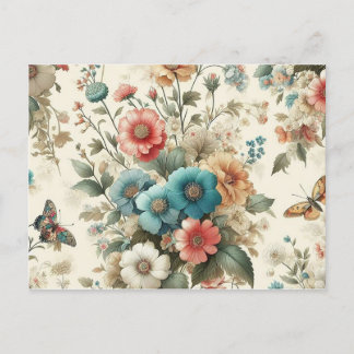 Kute färglös blomma, sömlös mönster helg vykort