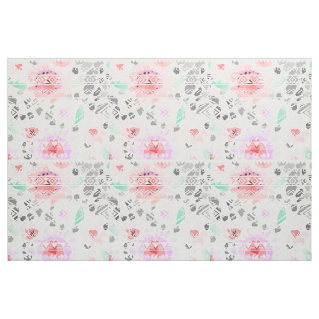 Kute, färglös blommigt aztec tyg (Fat Quarter)