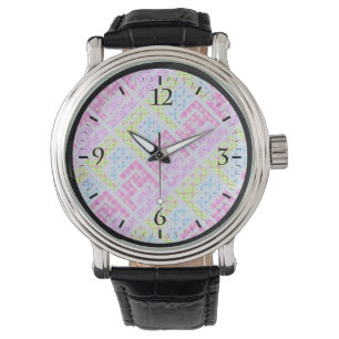 Kute, färglös, geometrisk graffiti mönster li armbandsur