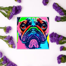 Kute, färglös Pug porträtt popart stil