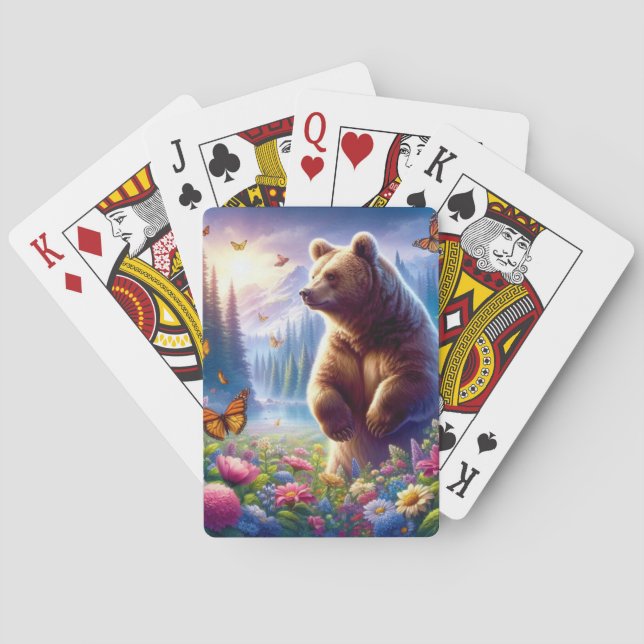 Kute, färglöst björn och fjärilar casinokort (Baksidan)