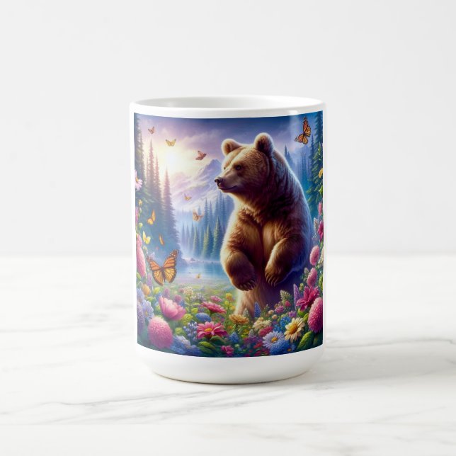 Kute, färglöst björn och fjärilar kaffemugg (Center)