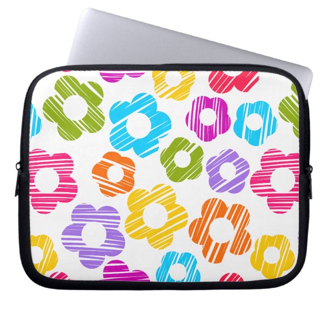 Kute, färglöst, gigantiskt blommönster laptop sleeve (Framsidan)
