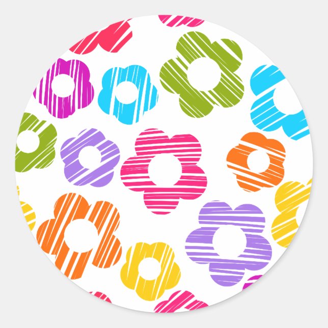 Kute, färglöst, gigantiskt blommönster runt klistermärke (Framsida)