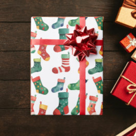Kute, färgstarka julsocklar, vattenfärg presentpapper