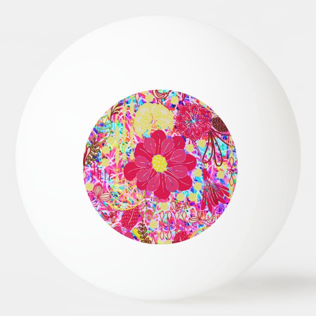 Kute, färgstarka, ljusa blommor pingisboll (Framsidan)